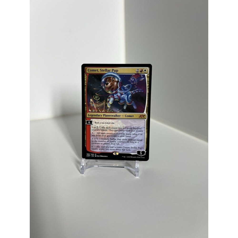 Magic The Gathering MTG Unfinity Comet, Stellar Pup Legendary Planeswalker